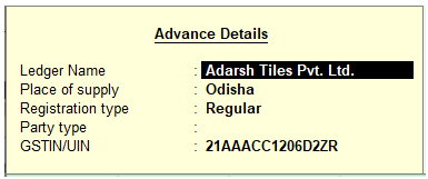 GST on Advance Received in TallyERP9
